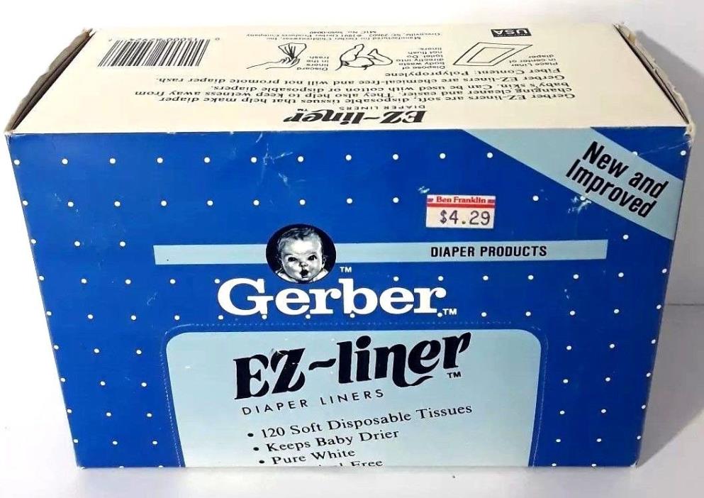 Vintage Unopened 1991 Gerber EZ-Liner Diaper Liners 120 Ct Disposable Tissues