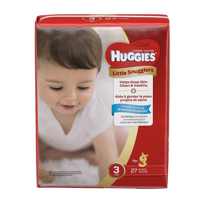 Huggies Little Snugglers Baby Diapers, Size 3, 27 Count, JUMBO PACK (Packaging M