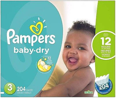 Pampers Baby-Dry Disposable Diapers Size 3, 204 Count, ECONOMY PACK PLUS May
