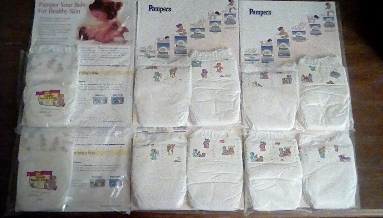 VINTAGE PAMPERS FROM 1996 & 1998 - 6 UNOPENED ORIGINAL PACKAGES 10 TOTAL DIAPERS