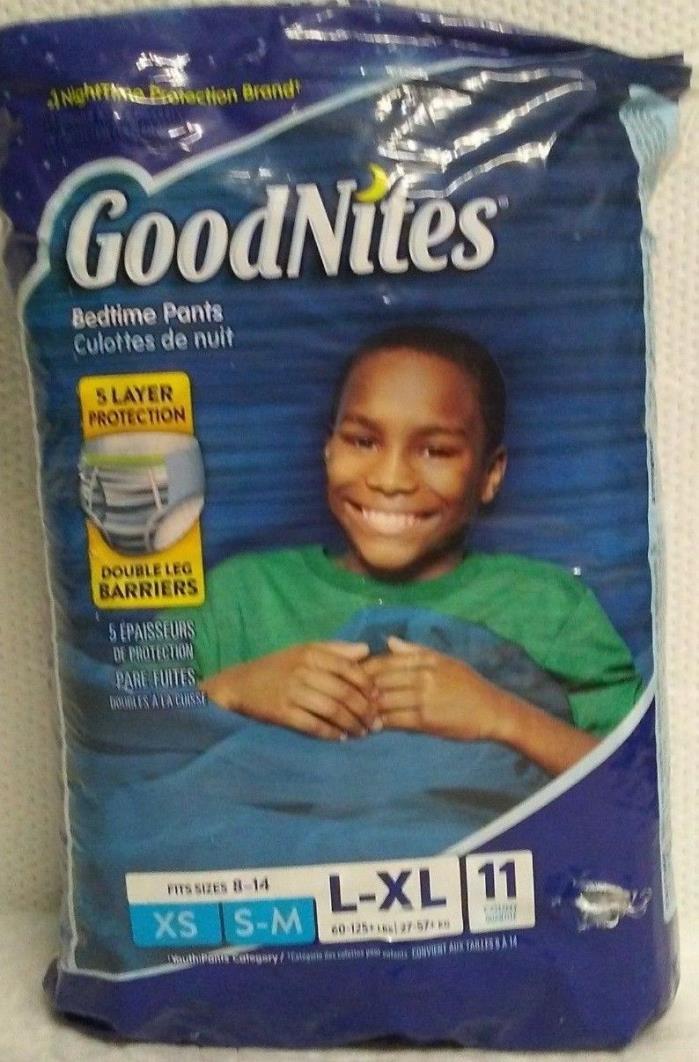 GOODNITES L - XL FITS SIZE 8-14 BEDTIME PANTS 11 DISPOSABLE UNDERWEAR 60-125 LBS