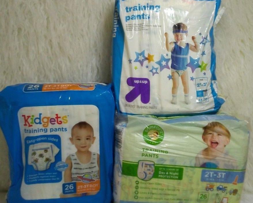 LOT OF 3 PACKS BOYS DISPOSABLE TRAINING PANTS SIZE 2T - 3T 78 TOTAL UNDERWEAR