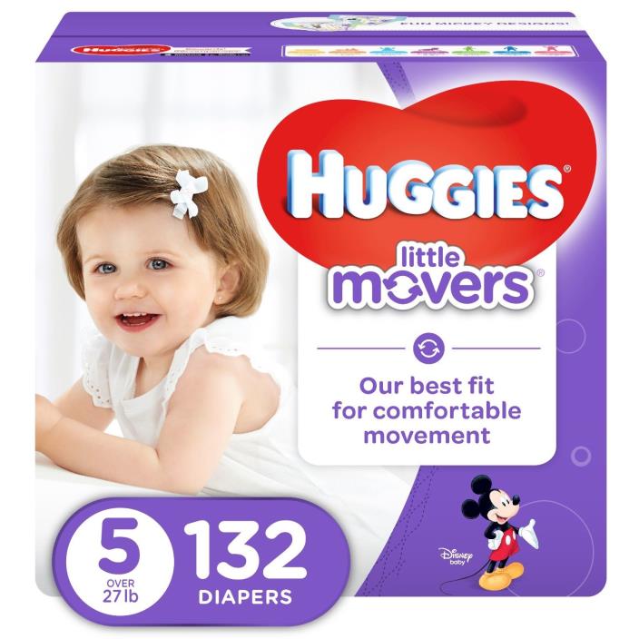 Huggies Little Movers Baby Diapers Size 5, 132 Count New