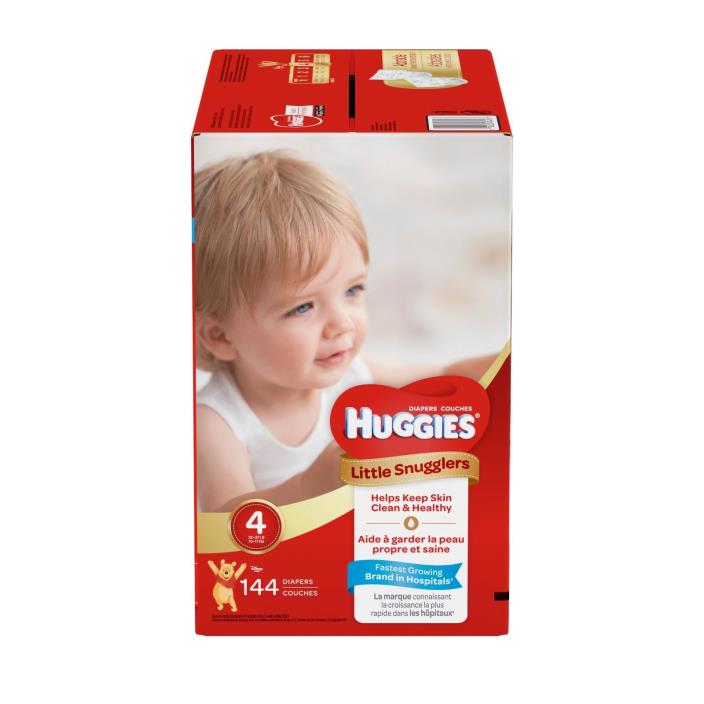 HUGGIES Little Snugglers Diapers, Size 4, 144 Diapers New