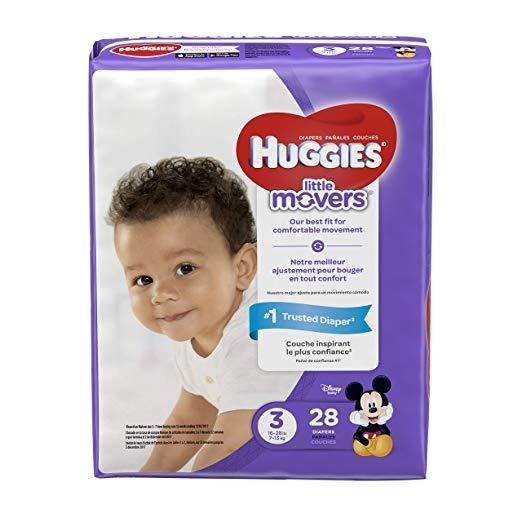 HUGGIES Little Movers Diapers, Size 3 (16-28 lb.), 28 count