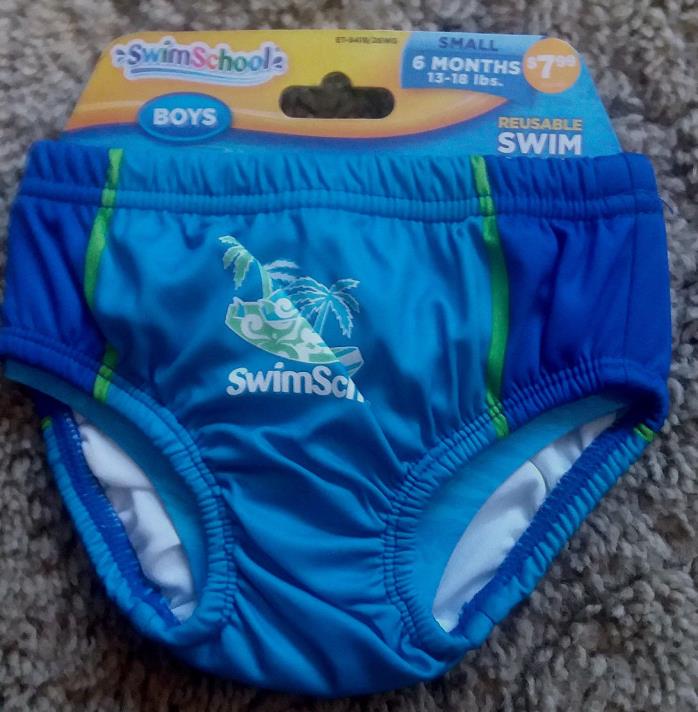 Baby BOYS Swim School Aqua Leisure Swim Diaper REUSEABLE S 6 mo 13-18 lbs BLUE