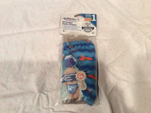 Swim School Baby Reusable Swim Diaper Size 6 months 10 to 18 lbs Blue Boys Shark