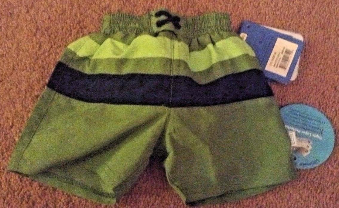 NEW i play Boys' Colorblock Trunks Built-In Reusable Absorbent Swim Diaper Grn