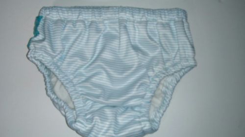 CHARLIE BANANA REUSABLE SWIM DIAPER~WHITE & BLUE STRIPE SIZE MEDIUM 13-21 LBS