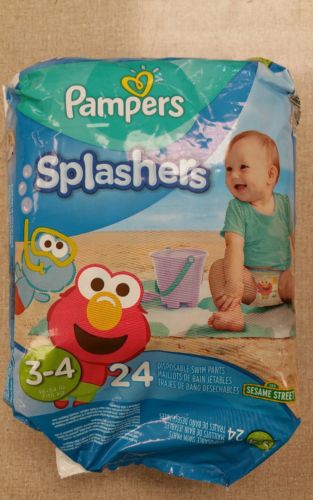 Pampers Splashers Size 3-4 16-34 lbs 7-15kgs 24 Disposable Swim Diapers Summer