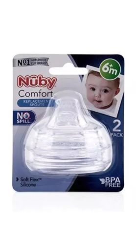 Nuby Comfort 360 Plus Bottle and Trainer Cup Replacement Spout, 2 pack