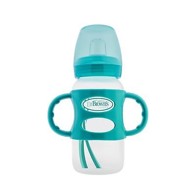 Dr. Brown's Wide-Neck Sippy Spout Baby Bottle with 100% Silicone Handle, Turq...