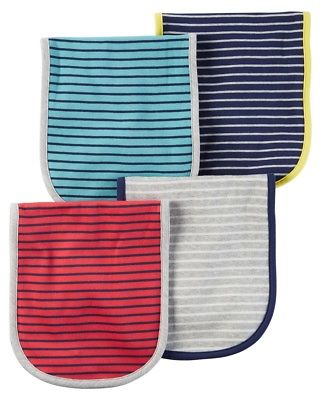 Carter's Baby Boys' 4-Pack Striped Burp Cloths, One Size