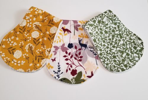 Handmade Baby Girls Burp Cloth Set of 3 - Fall Colors