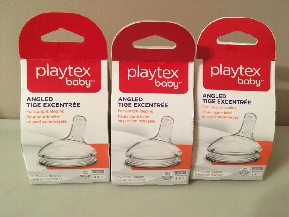 6 Playtex Botte Drop In Nipples Angled Feeding Medium Flow Storage Seals