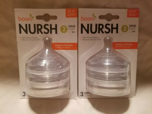 Boon Nursh Nipples 2 Three Piece Packs Stage 2. 6 nipples total