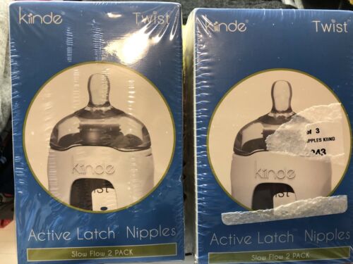Lot-2 Boxes, 2 In Ea. Box (4 Total) Kiinde Twist Active Latch Nipples Slow Flow
