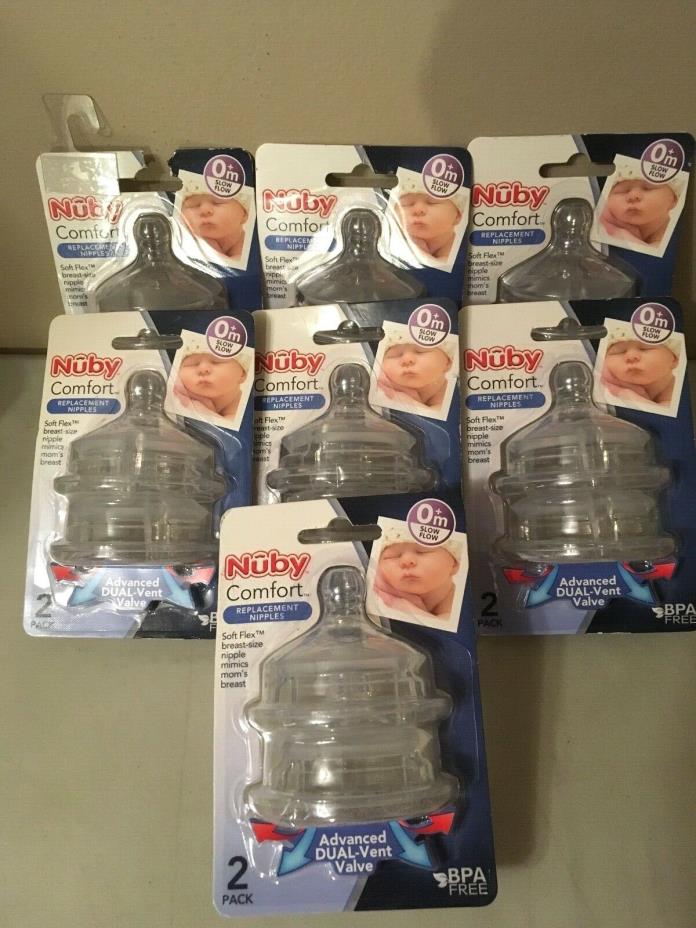 New NUBY Comfort Bottle Nipples Advanced DUAL Vent Anti Colic Valve 0+ Slow Flo