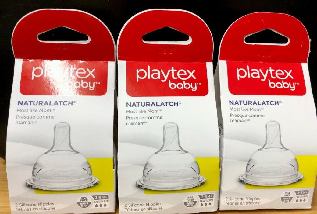 3-PK Playtex Baby NATURALATCH Silicone BPA-Free (6) bottle Nipples 3-6M+ Fast??