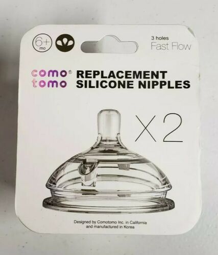 Como Tomo 2 Replacement Silicone Nipples Fast Flow 6m+ Comotomo