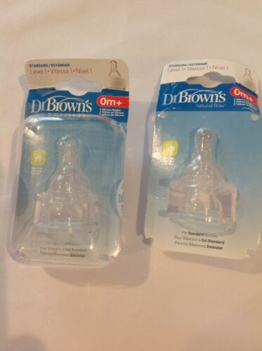 Dr. Browns 0m+ Silicone Nipples Level 1 2-2Packs BPA Free Natural Flow Standard