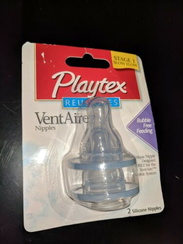 Playtex VentAire Stage 1 Slow Flow 2 Pack Silicone Nipples 0-6 Months