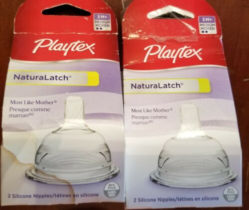 Playtex Baby NaturaLatch Medium Flow Baby Bottle Nipples 2 packs of 2 (4 total)