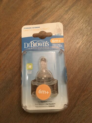 2 Pack Dr. Brown's Natural Flow Standard Level 3 Silicon Nipples 6m+