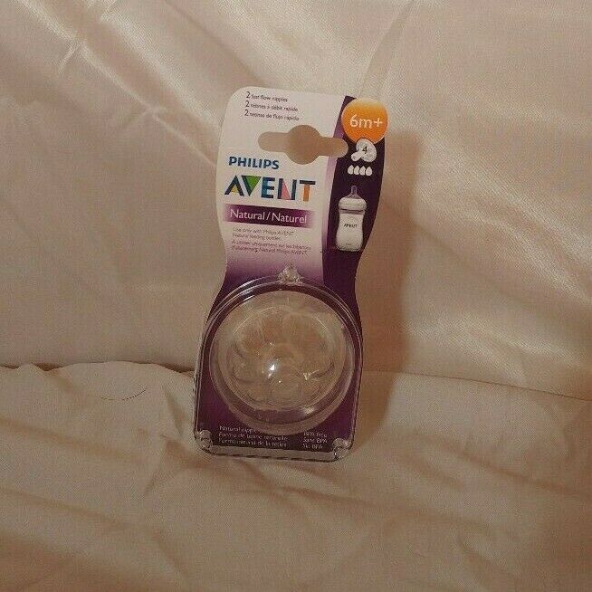 Philips Avent BPA Free Natural Fast Flow Nipples, 2 Count NEW 6 Month +