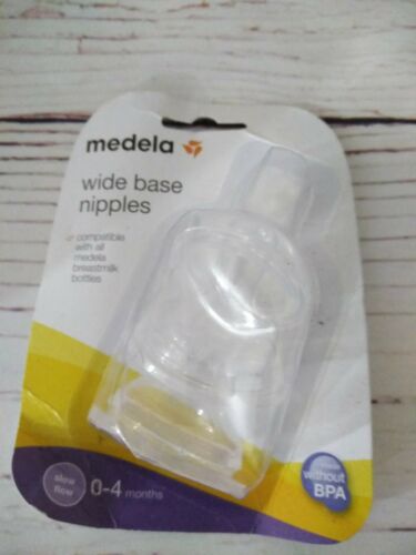 Medela, Wide Base Nipples, 3 Pk, Slow Flow, 0-4 Months, New in distressed Pkg