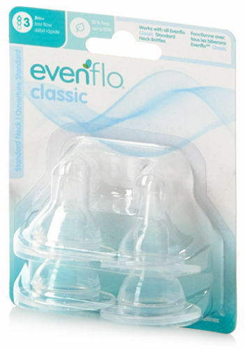 New* Evenflo Classic- Standard Neck Nipples- 4 pack- 8mo+ - Fast Flow Lot#J38