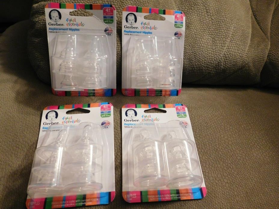 First Essentials Replacement Nipples 4+ Months Med. Flow 4 Pack 24 Nipples Total