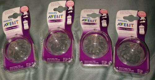 Philips AVENT Natural Nipples ~4 Packs ~ 3+ Months ~NEW