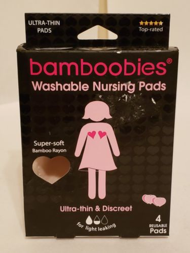 amboobies Washable Nursing Pads with Leak-Proof Backing for Breastfeed 4 Pads