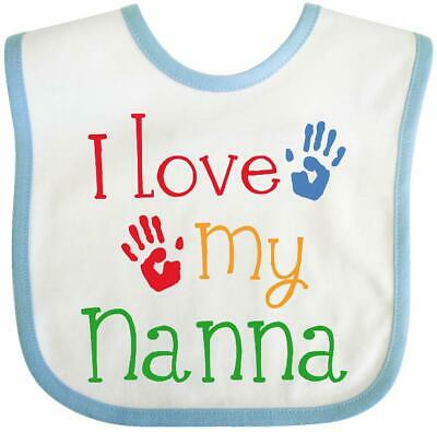 Inktastic I Love My Nanna Handprint Baby Bib Grandma Grandmother Grandkid Gift