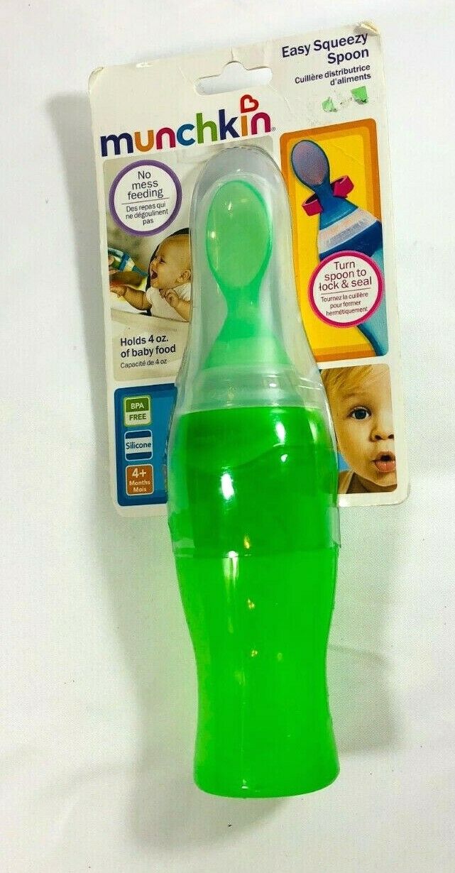 NIB Munckin Easy Squeezy Spoon  Green 4 Months +