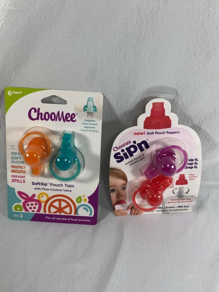 ChooMee Choose your Color SoftSip Food Pouch Toppers. Flow Valve Control 6Mos+
