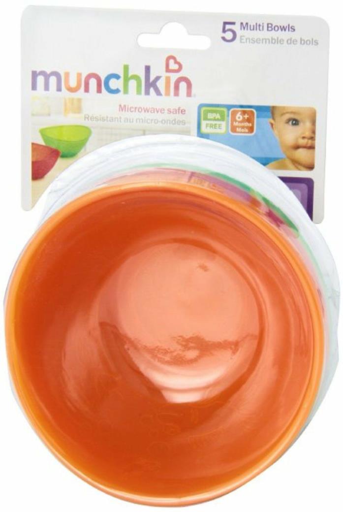 Munchkin 5-Pack Multi Bowl Set Bright Colors BPA Free