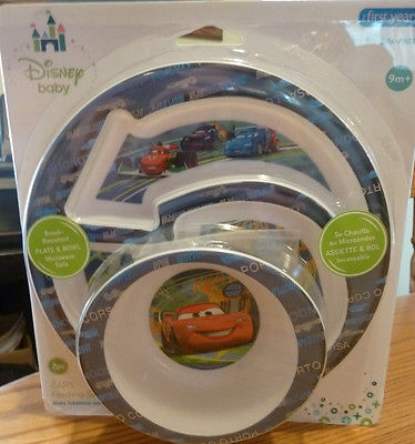 NEW in Pkg ~ First Years Disney Cars 2 Piece Feeding Set ~ BPA Free Plate & Bowl