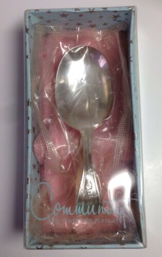 NOS Oneida Community Silverplate Infant Baby Feeding Spoon Floral Pattern New