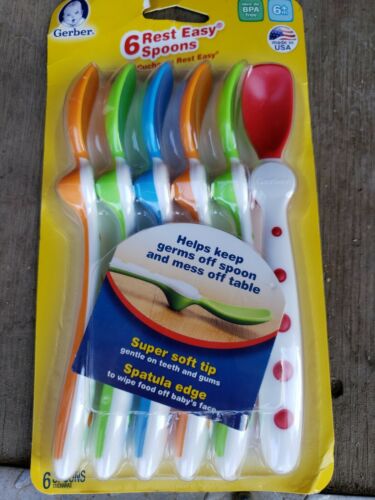 Set of 6 - GERBER - Rest Easy Spoons - Made by NUK - New