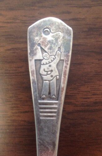 Vintage Silverplate Baby Fork Clown Long Handle