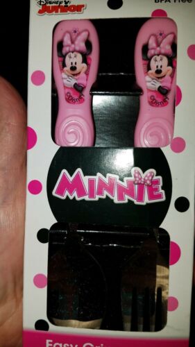 Disney Minnie Mouse Easy Grip Flatware Silverware Fork Spoon Baby Child Zak New