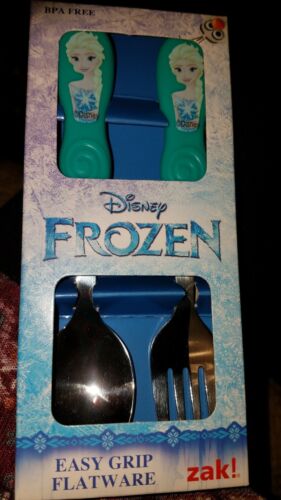 Disney Frozen Flatware Set Easy Grip 2-Piece Set BPA Free Zak Designs NEW