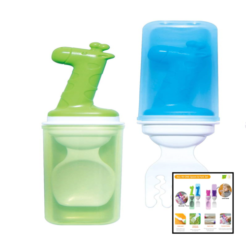 Edison Baby Spoon & Fork In One Set BPA Free Giraffe GREEN/Blue FREE SHIPPING