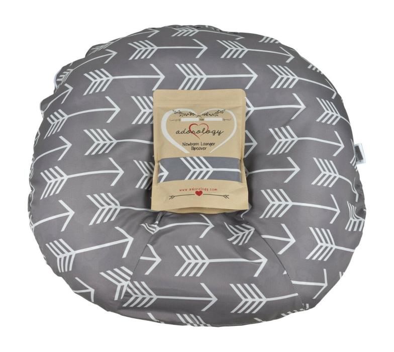 Newborn Infant Lounger Cover Slipcover Gray White Arrow Design Water Resistant