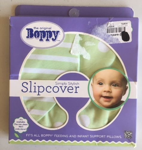 New! Boppy Simply Stylish  Pillow Slipcover, Classic Polka Dot Stripe Mint Green