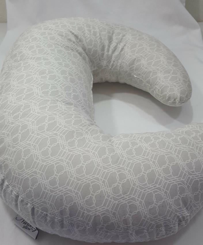 Nursing Pillow Geometric Print Hush Feeding Pillow  U-Shape Grey and White