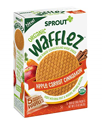 Sprout Organic Wafflez Toddler Snacks, Apple Cinnamon, 5 Count Box of 0.63 Ounce