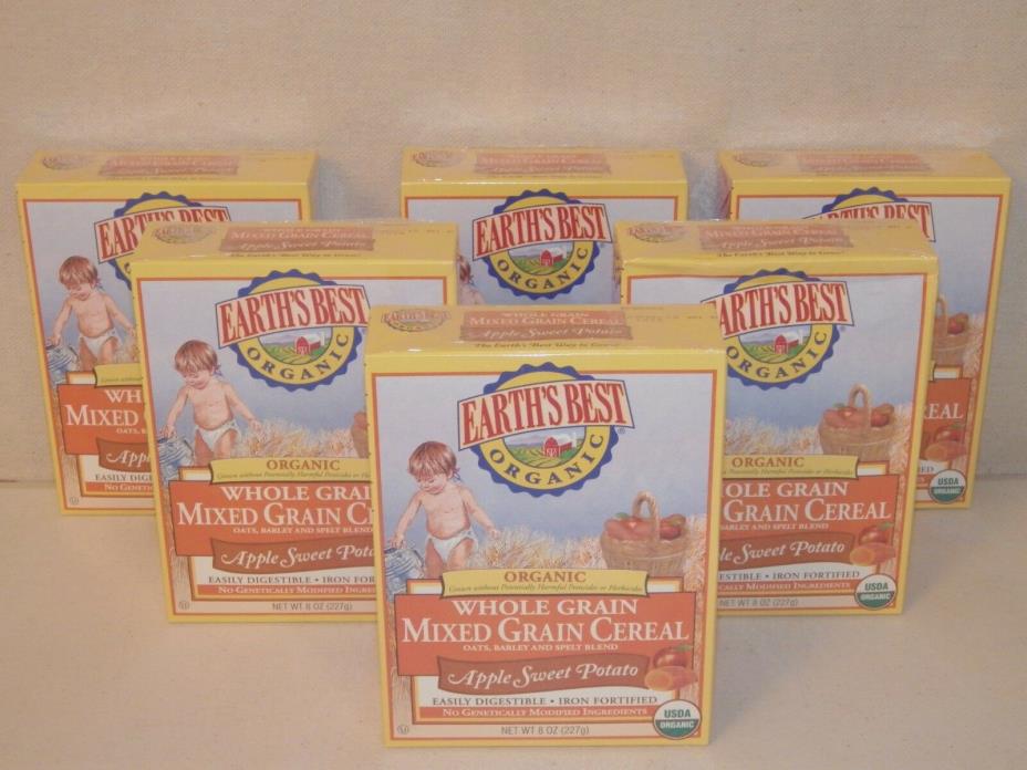 Earth's Best Mixed Grain Apple Sweet Potato Organic Baby Cereal (6) 8oz. boxes